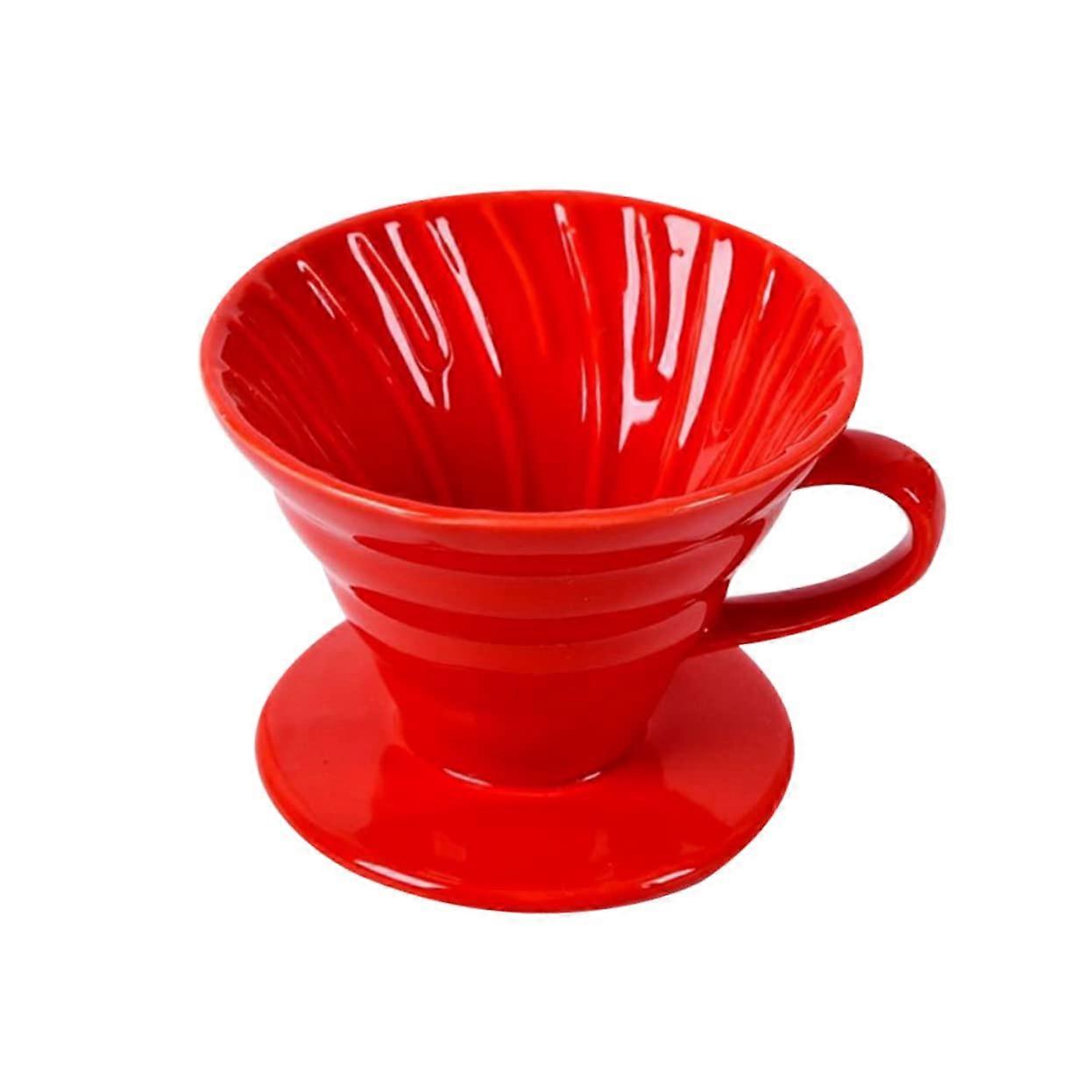 Ceramic Coffee Dripper with Reusable Single Cup Filter for Precise Pour Control Home or Office Use Red 12 Cups