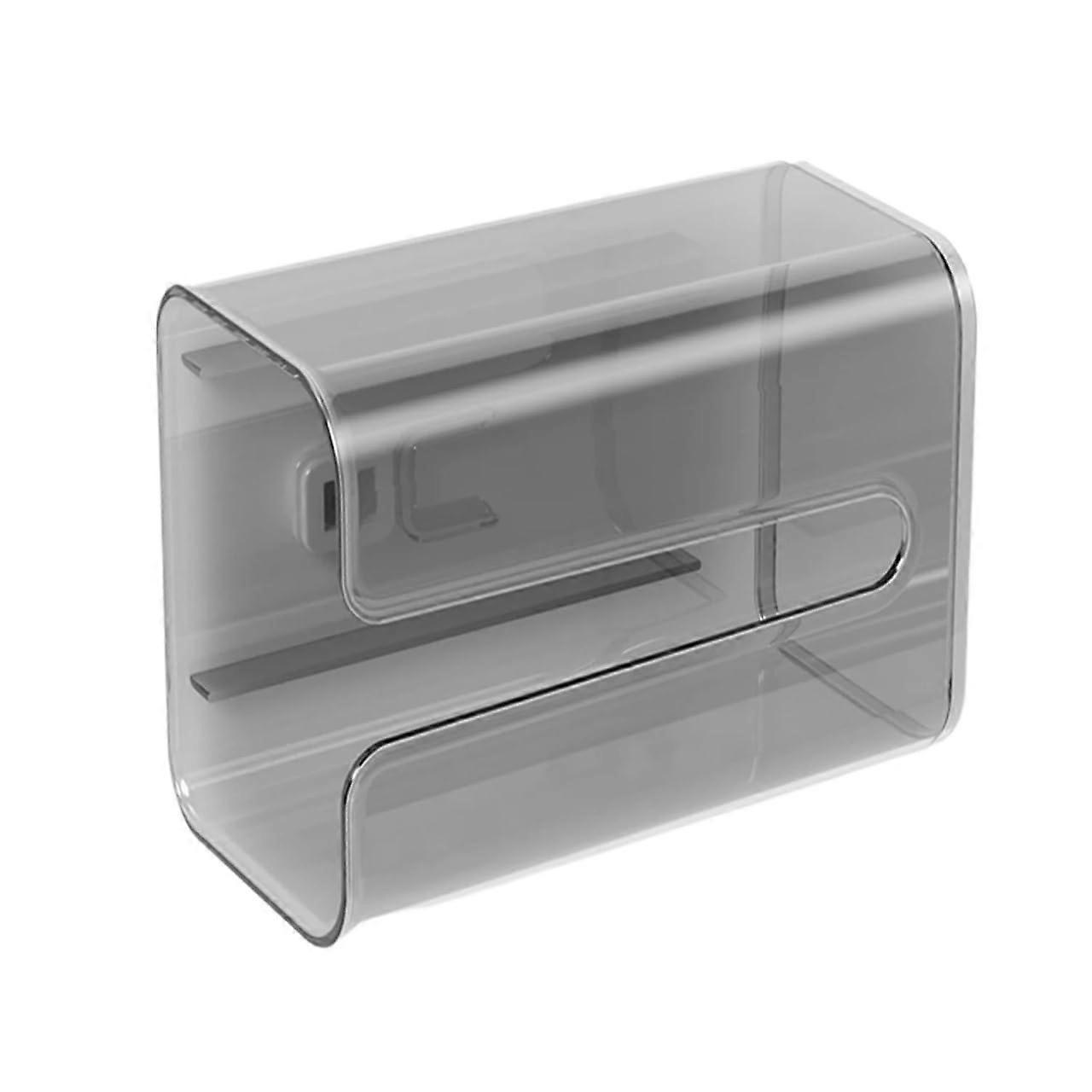 Wall Mounted Tissue Box with Suction Cup, Large Capacity Bathroom Tissue Holder, Grey, SpaceSaving Design