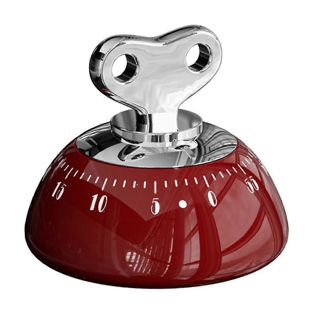 Kitchen Timer with Magnetic Attachment, Vintage Mechanical Countdown, No Battery, Red for Cooking