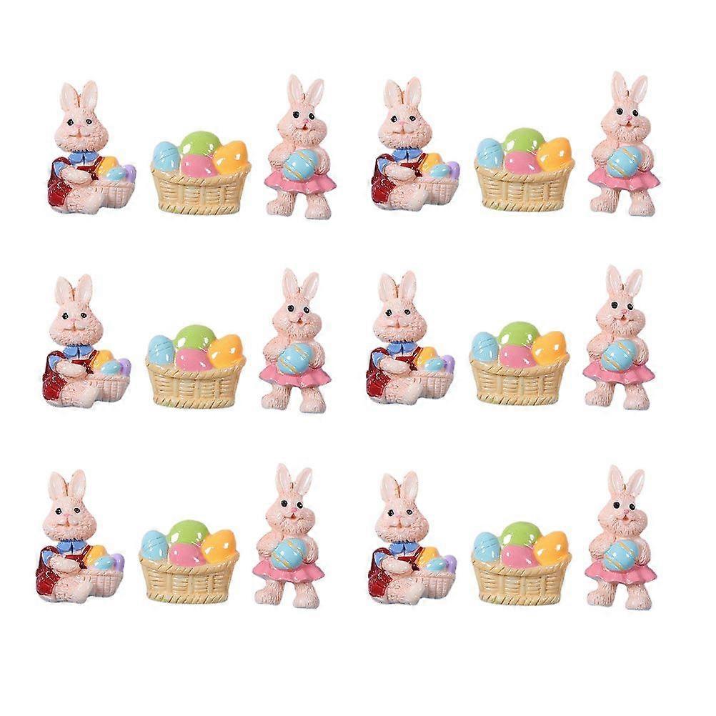 18Pcs Bunny Basket Eggs DIY Decor Unique Easter Ornament Adornment Accessory