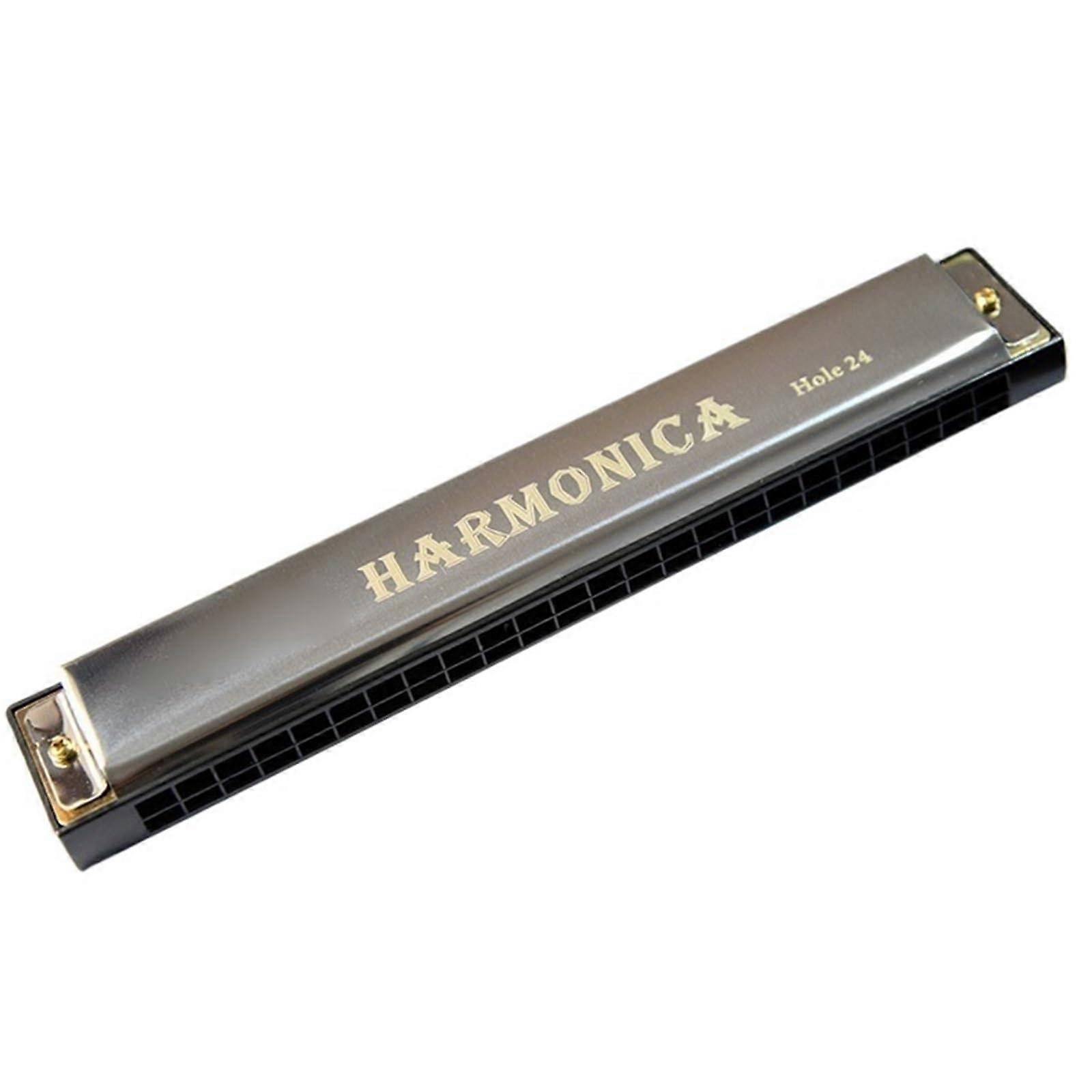 24 Hole C Key Harmonica for Beginners with HandTuned Bronze Reeds and Titanium Cover Panel