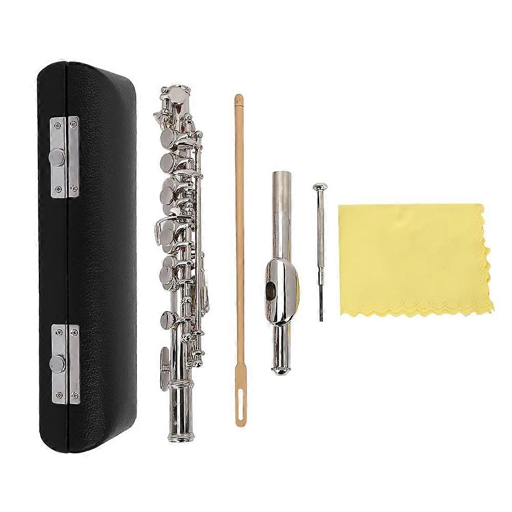 Silver Plated 16 Hole Piccolo Flute for Beginners with Case and Maintenance Kit