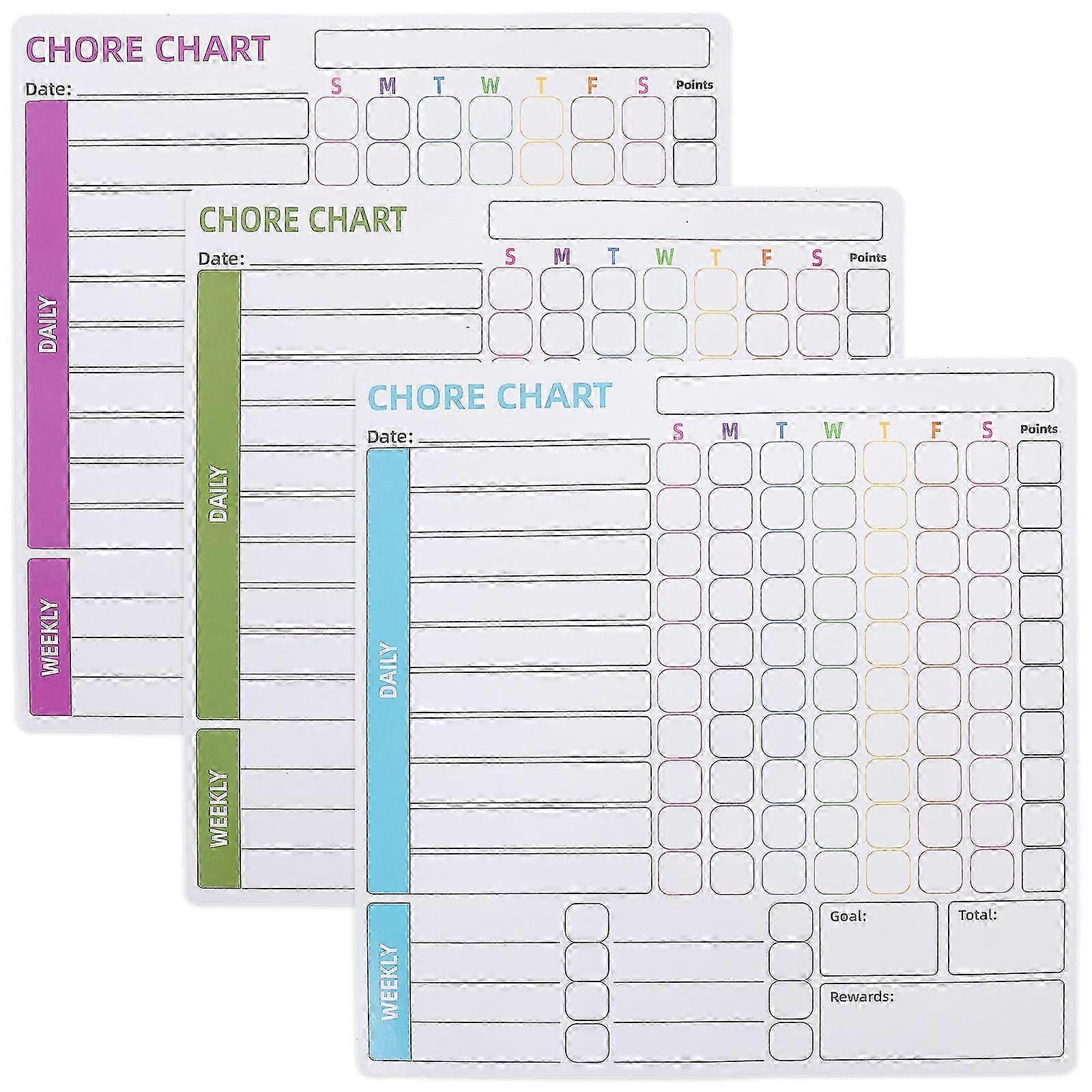 Magnetic Behavior Chart 3Pcs Multi-Functional Chore Chart For Refrigerator Use With Erasable Surface Square Design