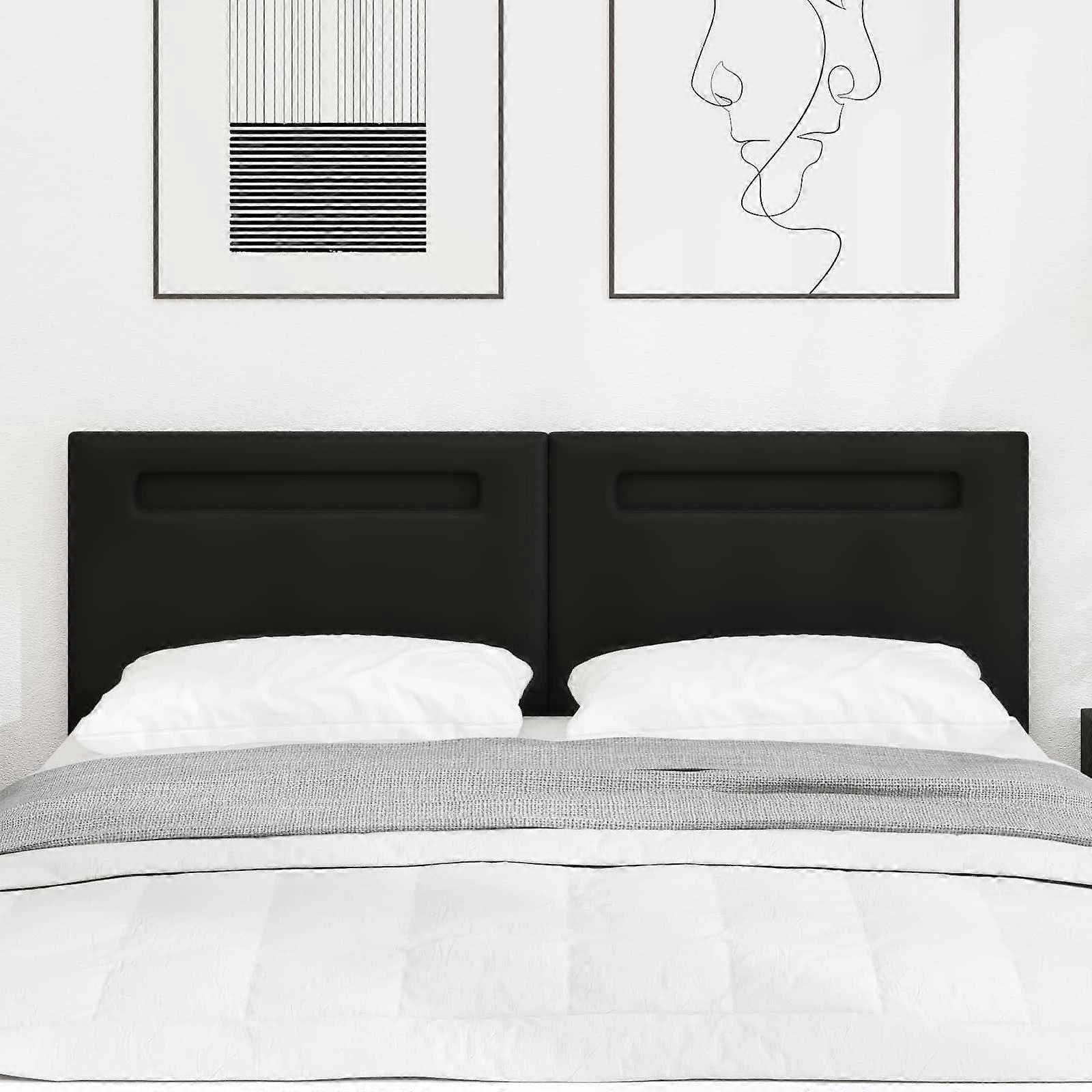 LED Kopfteil Schwarz 144 cm Kunstleder