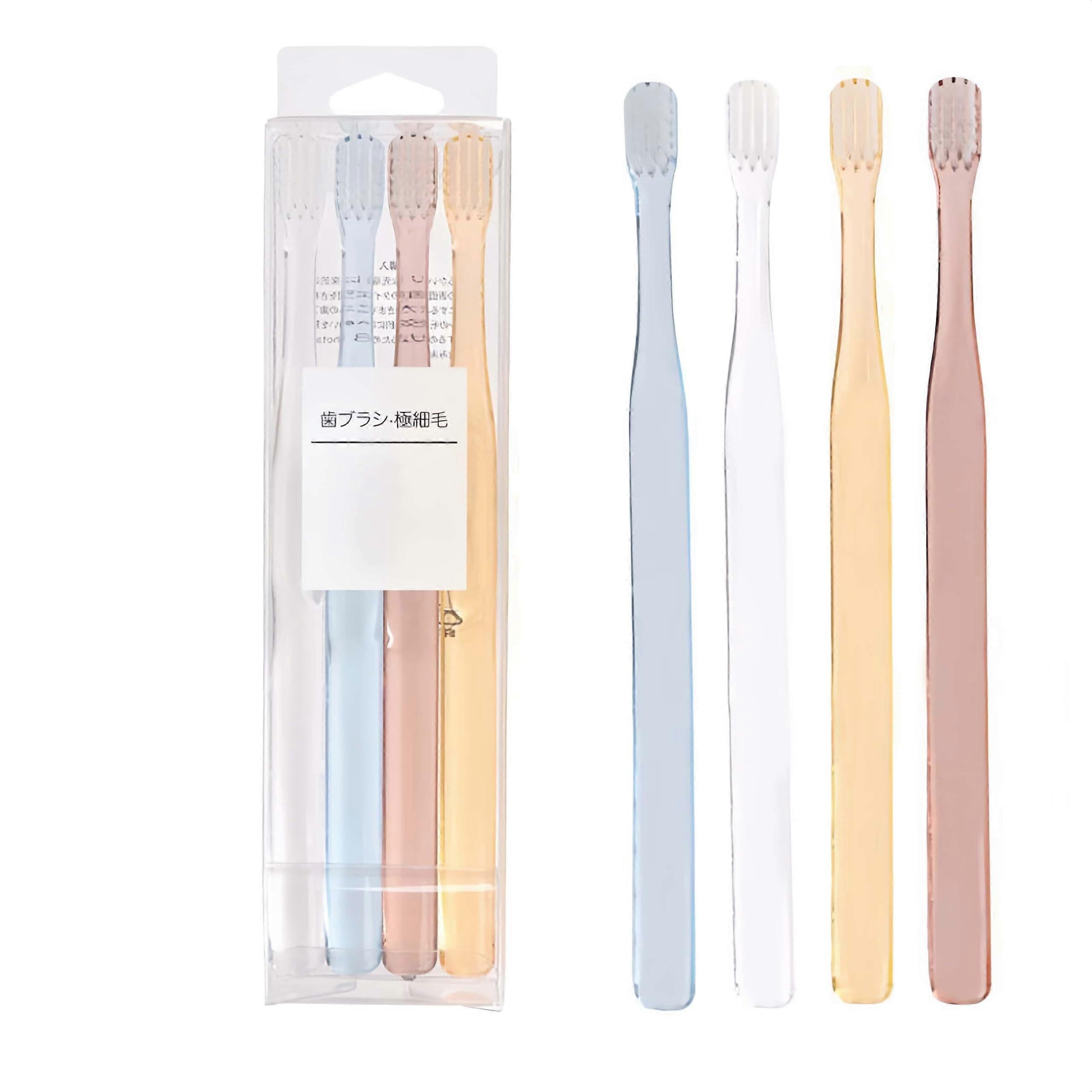 Soft Bristle Travel Toothbrush Set for Sensitive Teeth with Extra Soft Bristles and Clear Handle