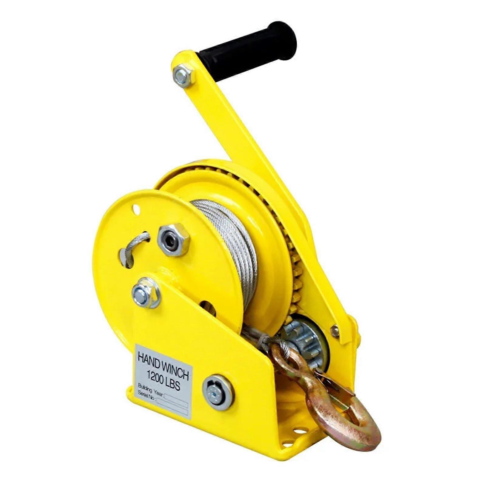 1200 lbs Hand Winch with 5m Wire Rope, Bidirectional SelfLocking Manual Cable Winch for Lifting