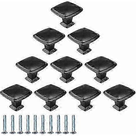 10Pcs Black Furniture Knob Pull Drawer Door Knobs Square Cabinet Pulls Single