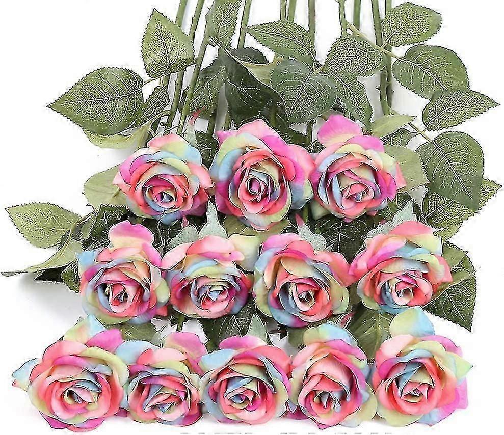 Rainbow Artificial Rose Flower for Decor