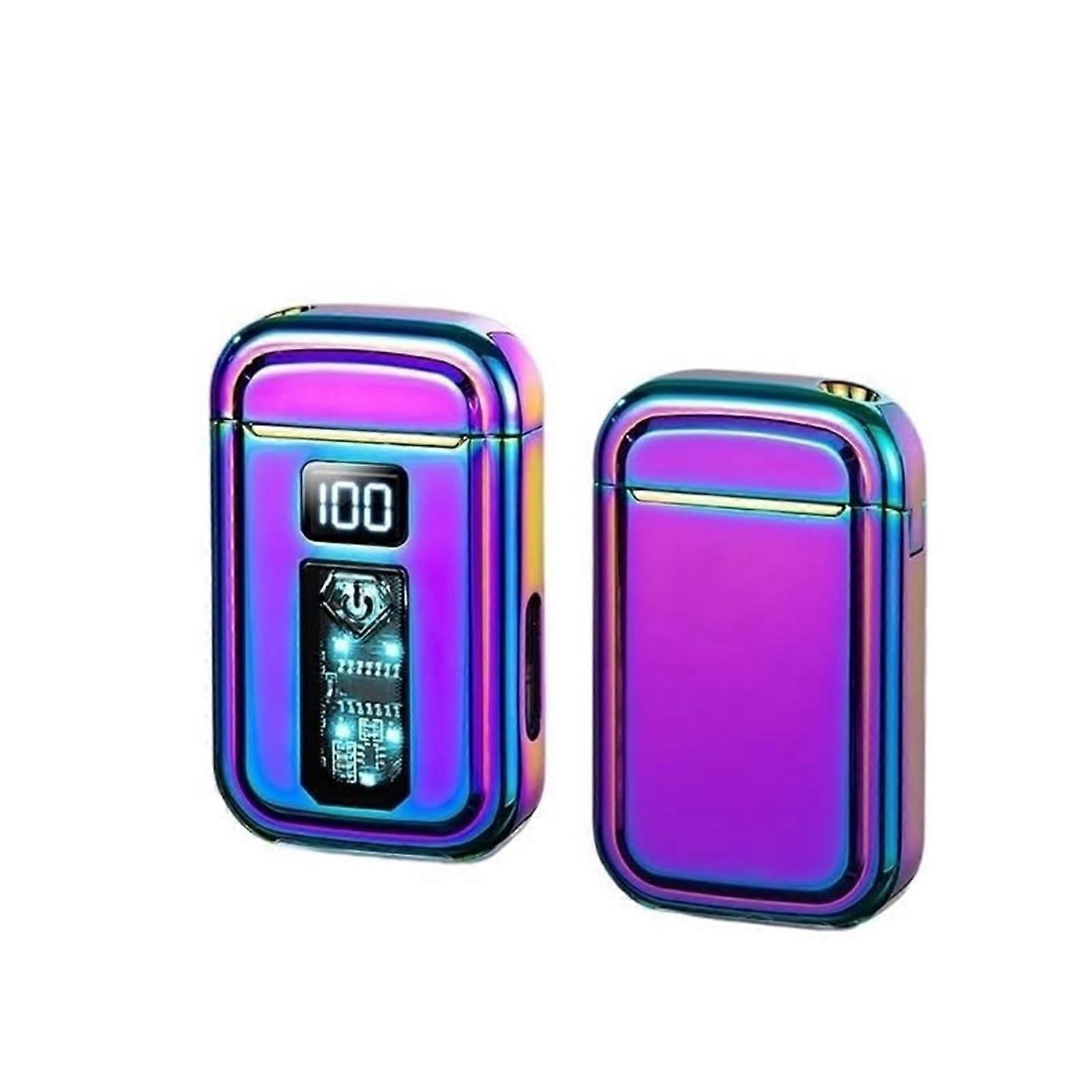 Butane Torch Lighter Windproof Flame with Transparent Fuel Window Adjustable Refillable Purple