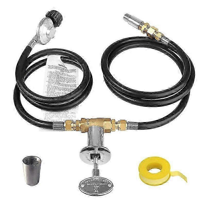 Burner Connection Kit, Propane Fire Pit Replacement with 1/2In Control Valve Key Set, Adjustable Pre