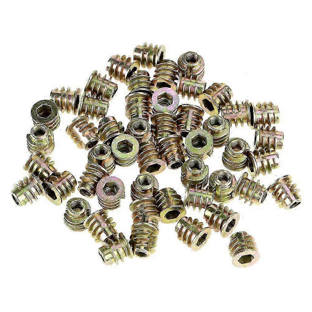 Threaded Insert Nuts, 50pcs M4*8mm Hexagon Socket Cap Screw Nuts Zinc Alloy Insert Nuts Hex Nuts