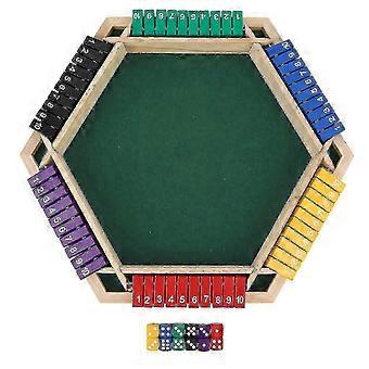 Cierre la caja Juego de dados 6 jugadores 6 Mesa de madera de color Cierre el juego de caja con 12 dados