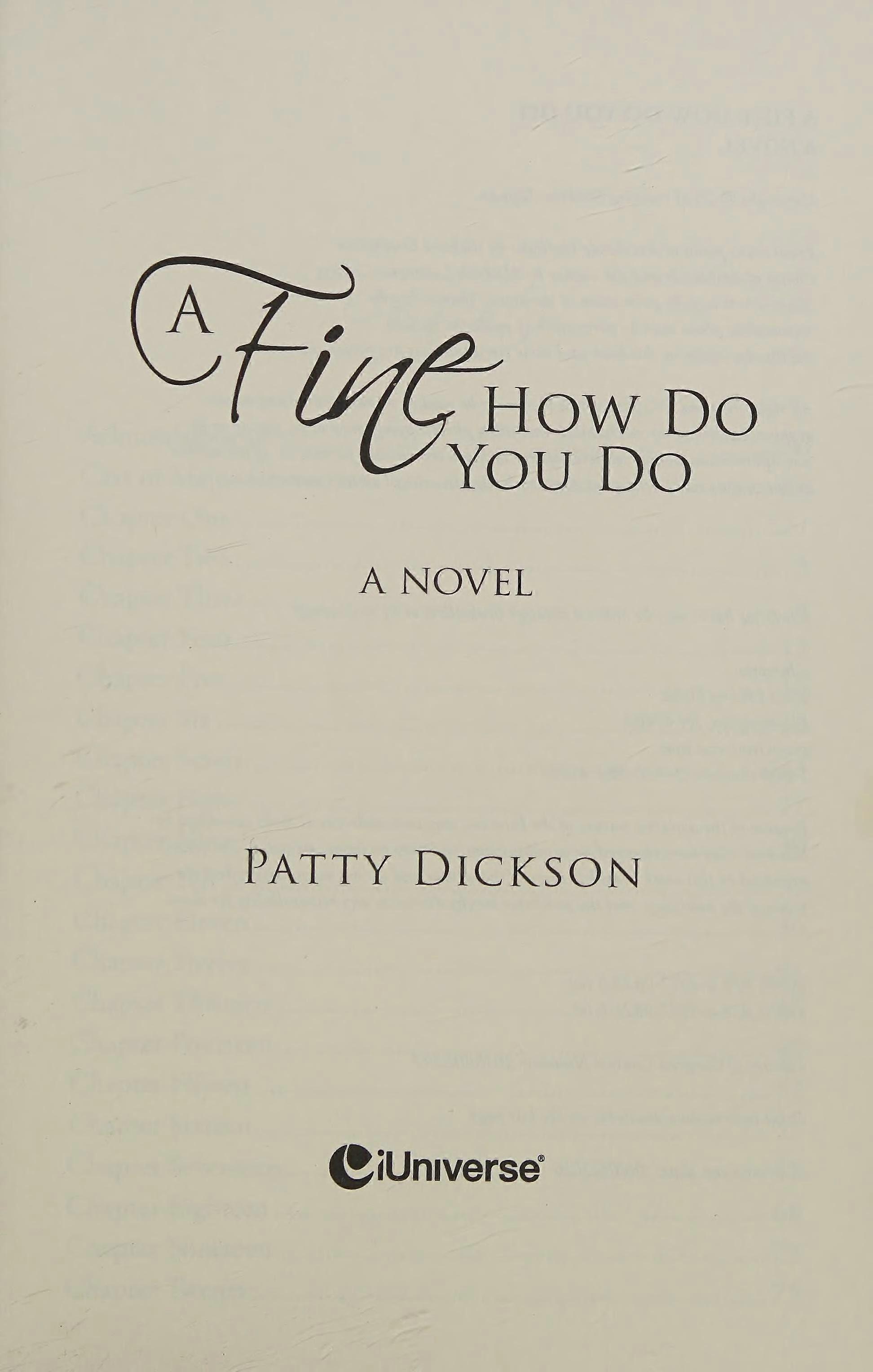 A fine how do you do a novel