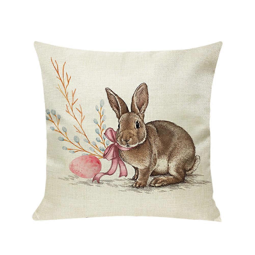 Easter Cushion Cover Bunny Pattern Pillow Case for Protection 2Pcs