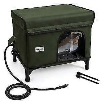Winddicht kattenhuisje met verhoogde basis en aluminiumfolie voor warmtebehoud, meerkleurig.