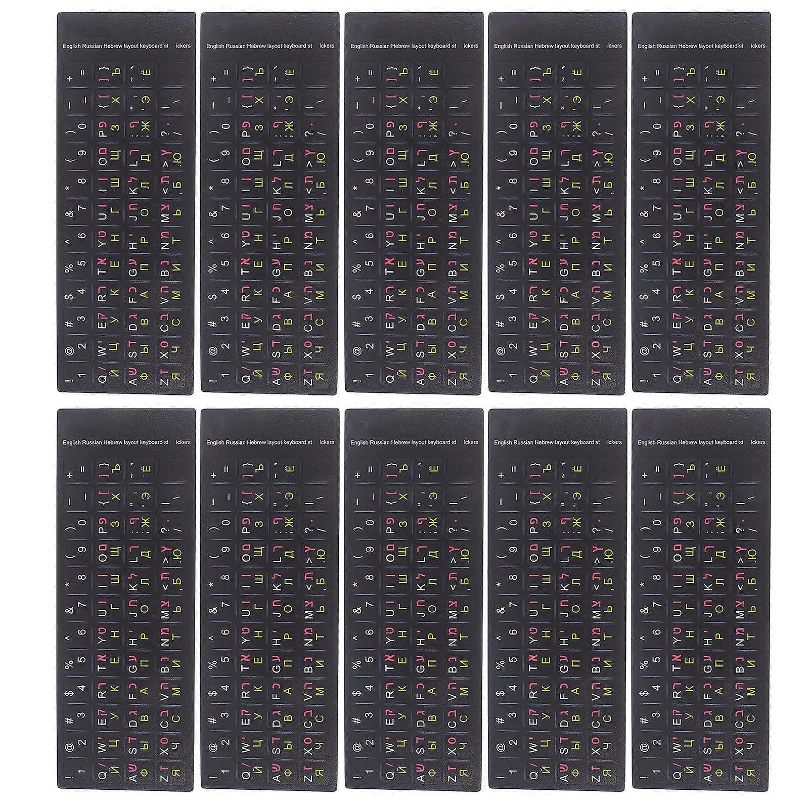 Multilanguage Keyboard Stickers for Laptop Computer Featuring 10 Sheets