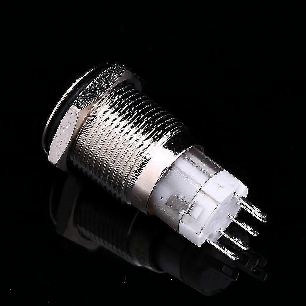 Auto 16mm 1NO 1NC Connection 12V Metal LED Toggle Switch Latching Push Button LJ