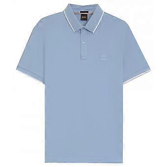 Hugo Boss Herren-Freizeit-Polohemd, blau, mit Passertip-Spitze