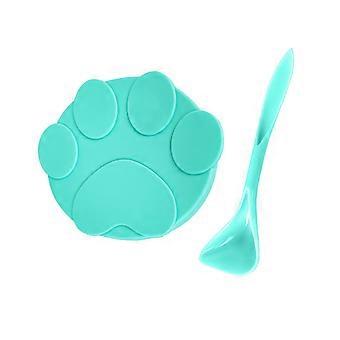 Pet Food Can Lid with Spoon Universal Perfect Sealing Silicone Cover for Cat Dog Food Can Green