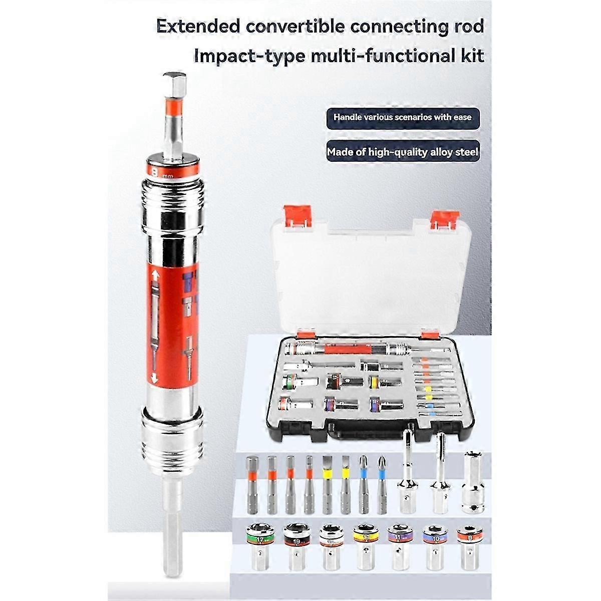 17PCS Multi Purpose Quick Change Hex Socket Set with Bits/ Sockets compatible Hammer Drill/Power Wrench/Ele