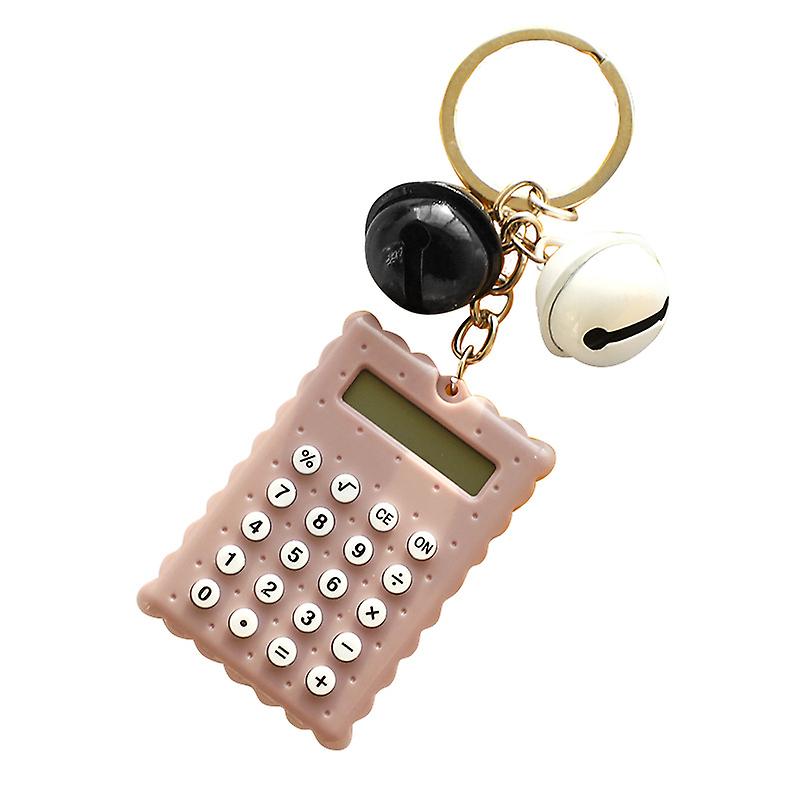 Pocket Calculator Fast Response Cute Biscuits Shape Key Holder 8-digit Mini Calculator Counting
