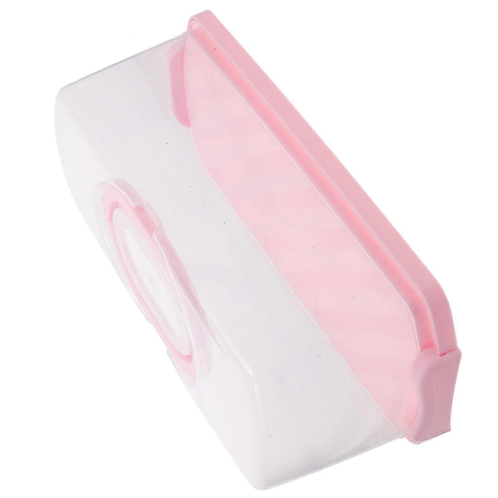 Rectangular Bread Container Portable for Storage with Lid Pink Plastic