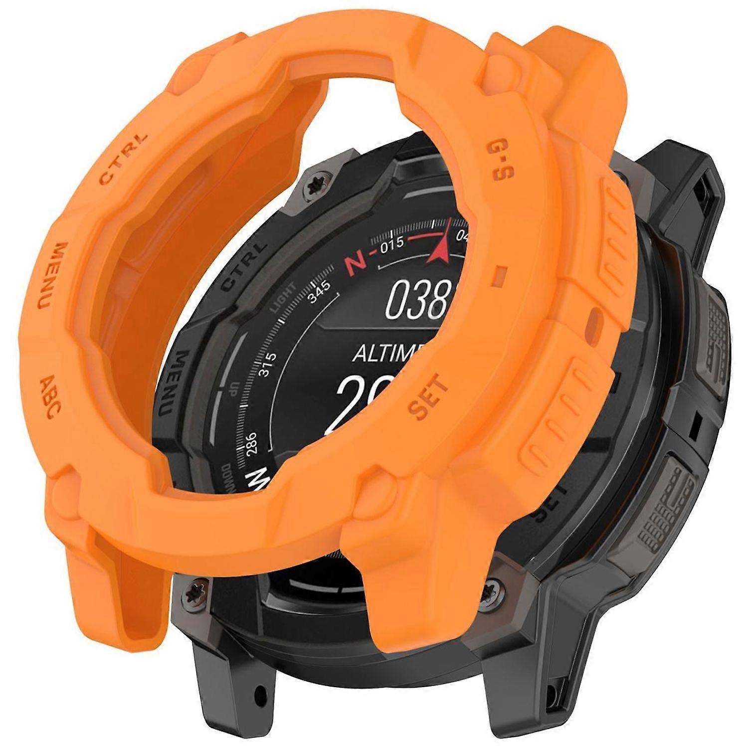 For Garmin Instinct 3 AMOLED / Solar 45mm Plastic Protective Case Cover Orange