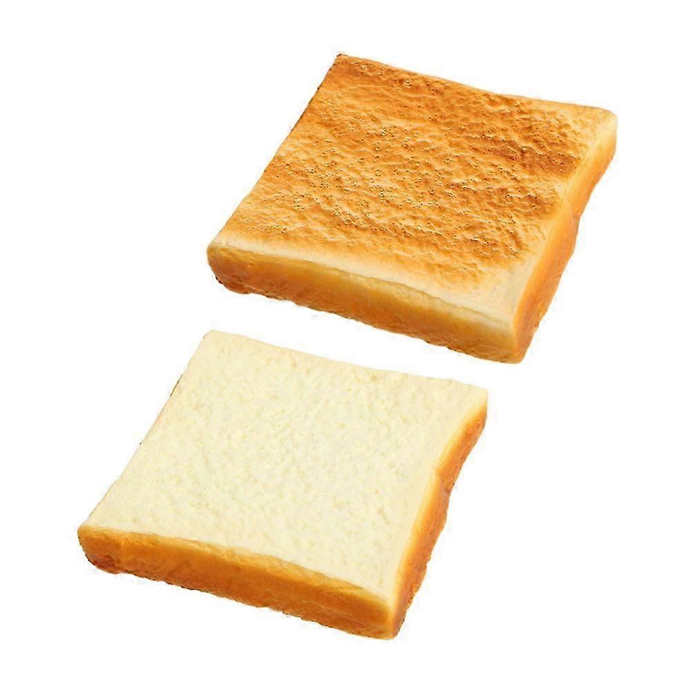 2 Pcs Simulated Bread Adornments Toast Model Ornaments Creative Bread Model Decor