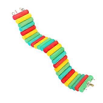 Pet Wooden Ladder Colorful Climbing Toy for Parrots and Hamsters 1Pcs