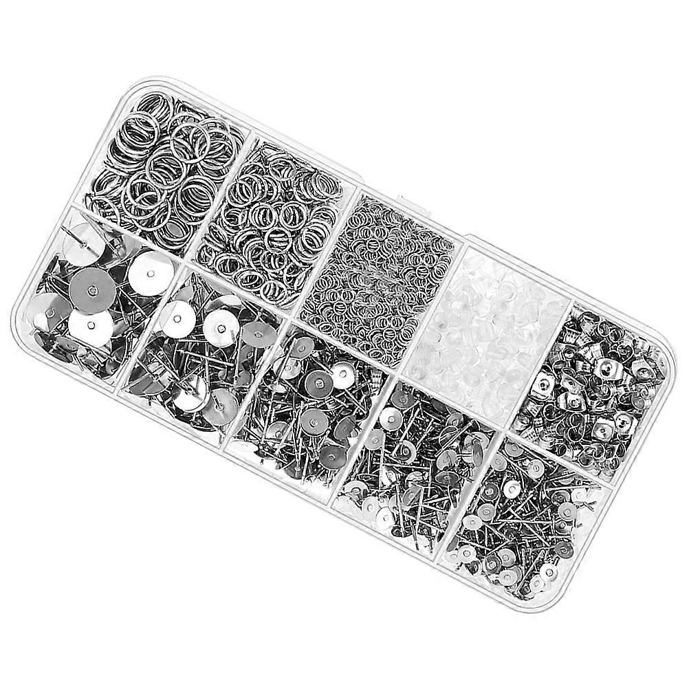 1650PCS Hypoallergenic Earring Posts and Backs Jump Rings Earring Making Kit