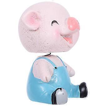 Blue Pig Ornament for Home Car Decor 1Pcs Creative Shaking Head Toy