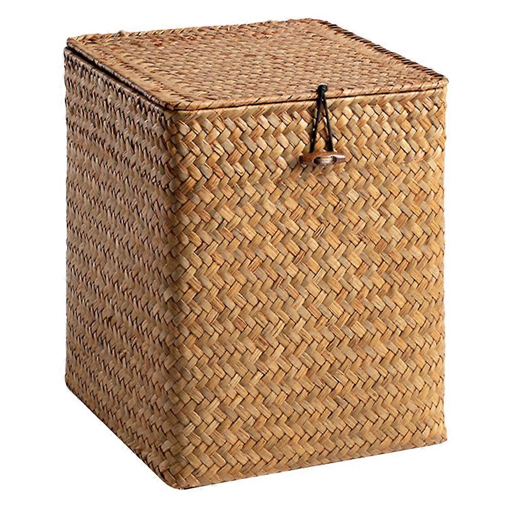 Weaving Storage Box Multi-use Lidded Storage Box Organizing Box for Desktop