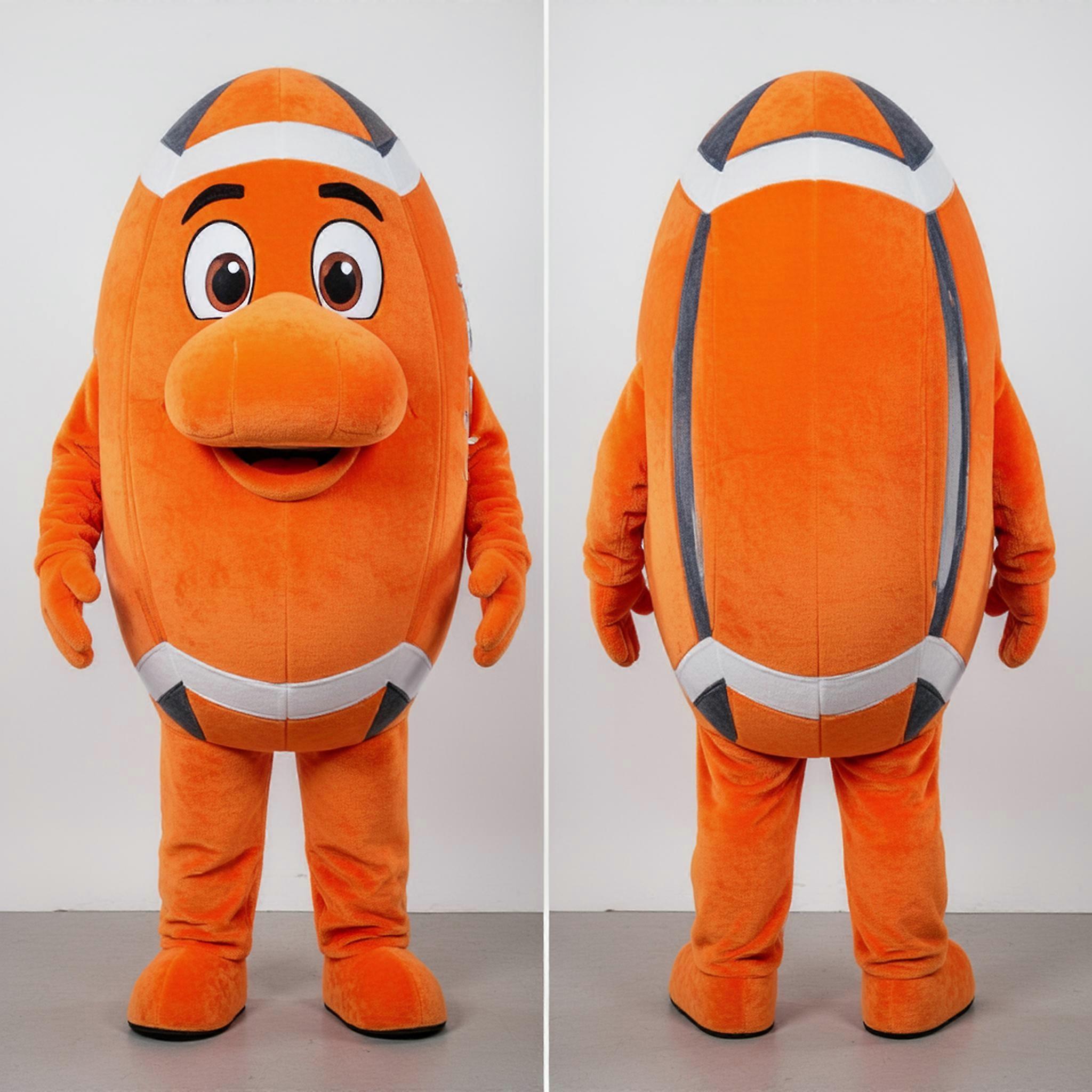 MASTICOT Orange Rounded Rugby Ball Mascot