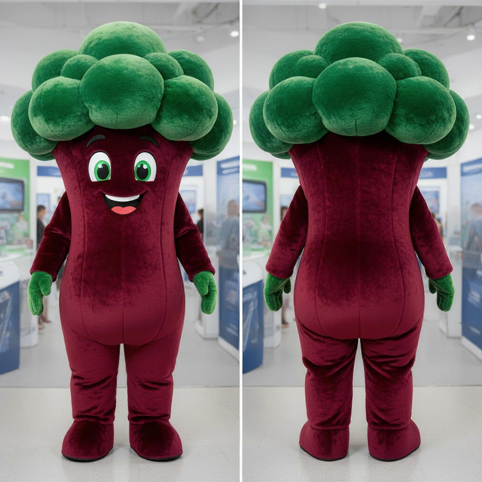 MASTICOT Maroon Shelled Broad Shouldered Broccoli Mascot
