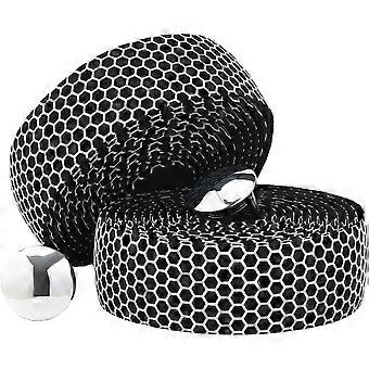 2 Rolls Cycling Handlebar Tape White PU Leather Sweat Absorbent Enhance Comfortable Bicycle Handle Bar Padded Wraps Tapes with Metal Plugs Belt