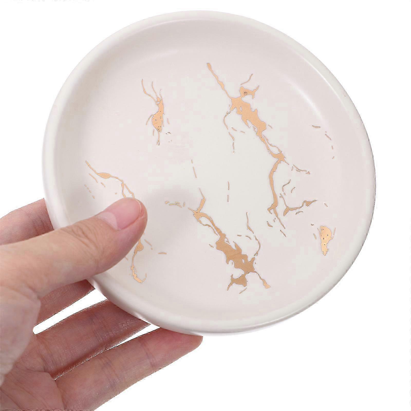 Hand Soap Tray Marble Pattern Ceramic for Storage White
