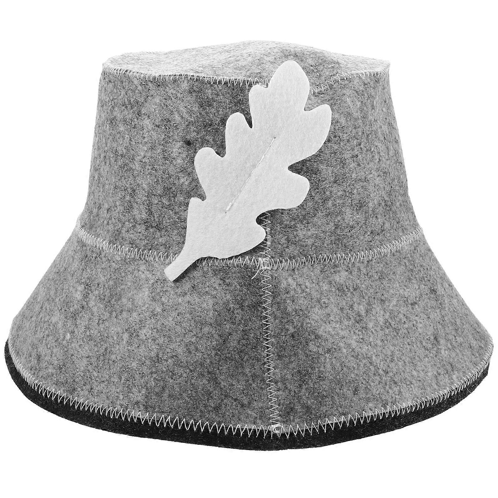 Chapeau de sauna pour femme, en feutre gris, confortable et portable pour une utilisation au sauna.