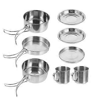 Set di pentole da campeggio in acciaio inossidabile, pentole da esterno portatili 25x14,5 cm, ideali per campeggio, escursionismo, barbecue, 1 set
