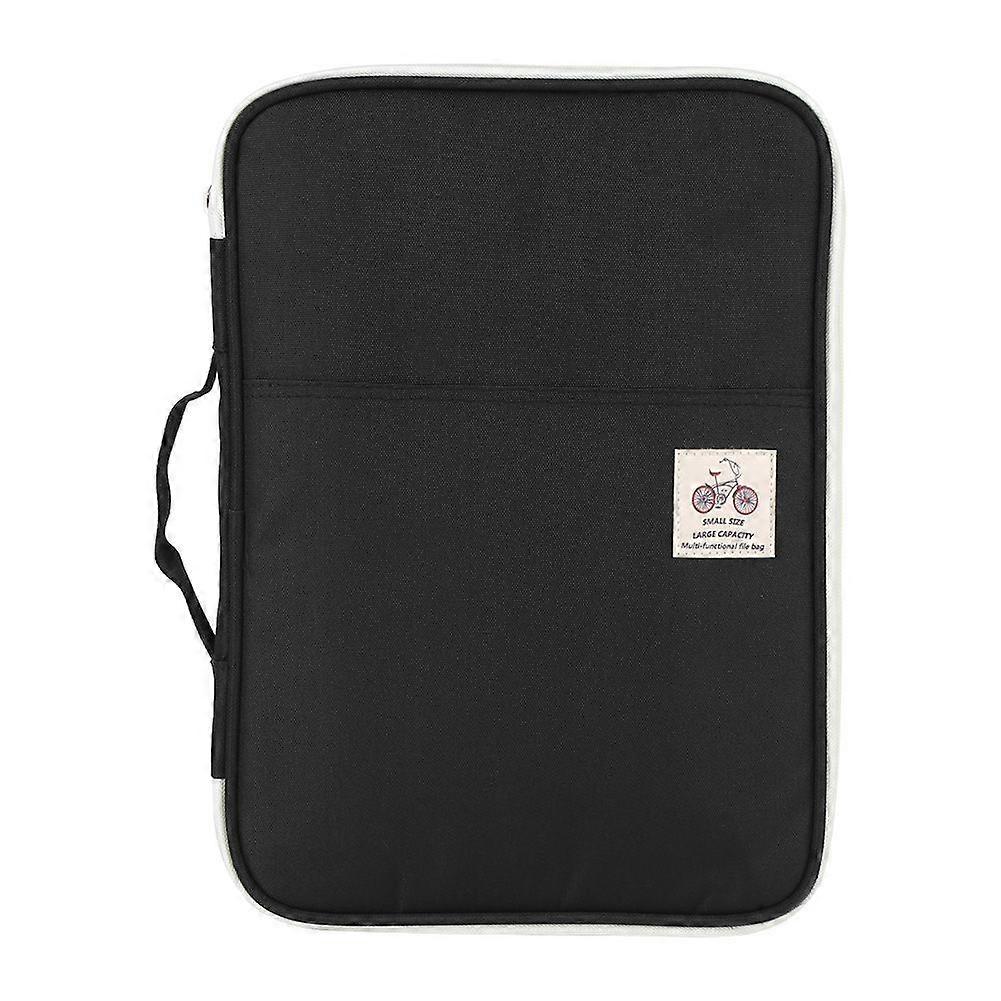 A4 Document Bag File Folder Portfolio Organizer Computer Notebook Zippered Case (Black)