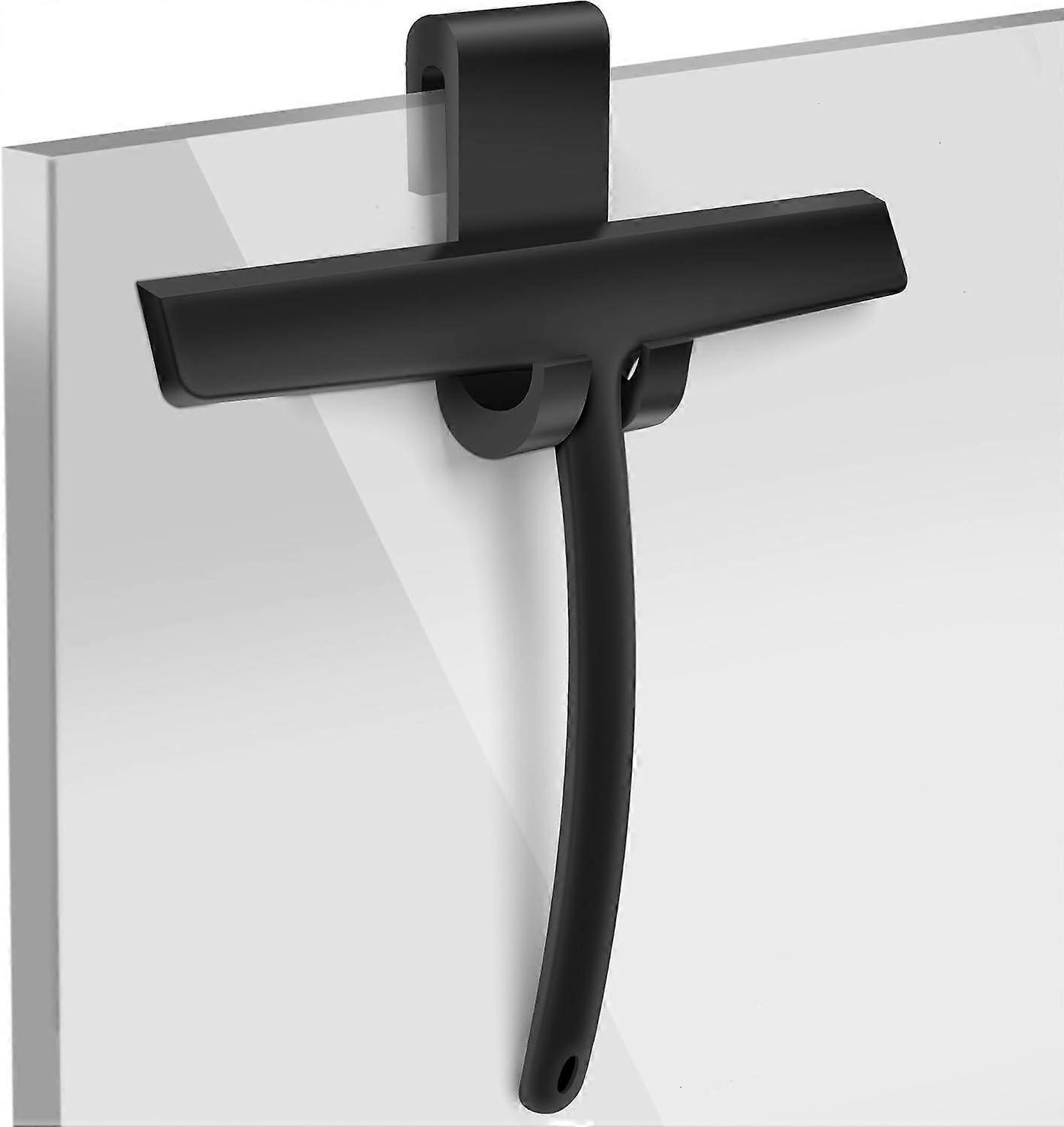 Silicone shower squeegee with hook and cord, window scraper, mirror wiper
