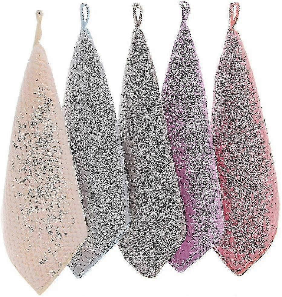 5pc Pineapple-Grid Hand Towels