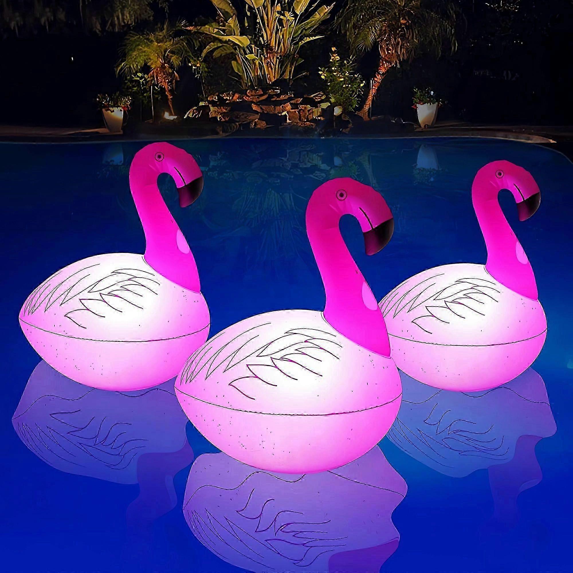 Solar-Powered Flamingo Pool Float Light