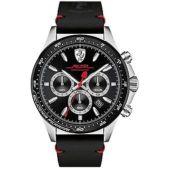 Ferrari Pilots Chrono Quartz Analog Man Watch with Cowhide Bracelet 0830389