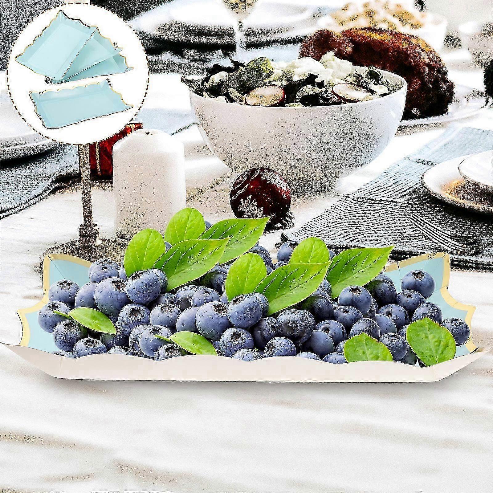 Blue Cardboard Platters for Parties 4Pcs Rectangle