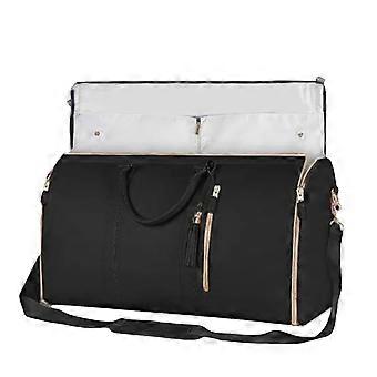 Carry On Garment Bag for Travel, Convertible PU Leather Duffel with Shoe Compartment, Waterproof Crease Design