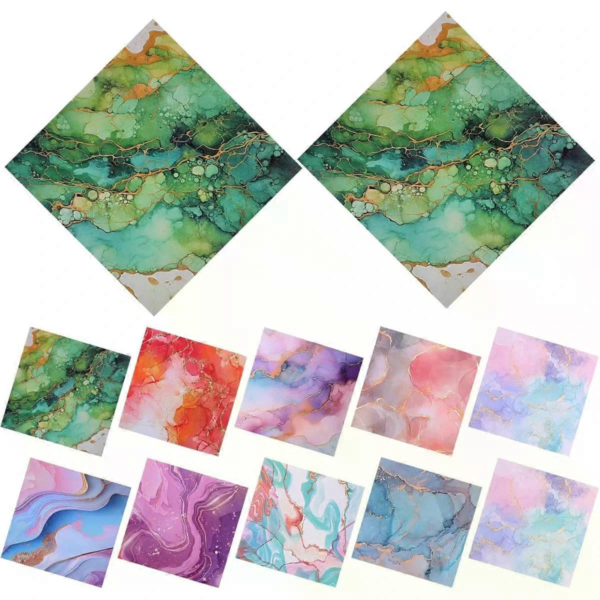 24pcs Marble Gold Pattern Scrapbook Paper for Crafting Projects