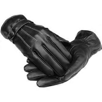Men Windproof Pu Leather Gloves Warm Winter Gloves for Outdoor Cycling with Full Finger Design and Shock Absorbing Palm, Suitable for Cold Weather Rid