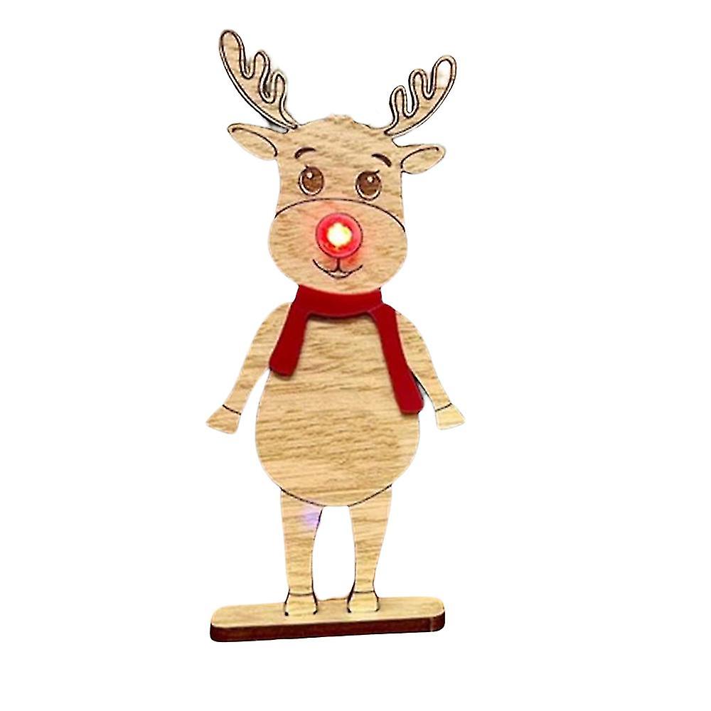 Christmas Gnome Wooden Ornaments Glowing Nose Rudolph Decorations For Holidays Christmas Dinner Party