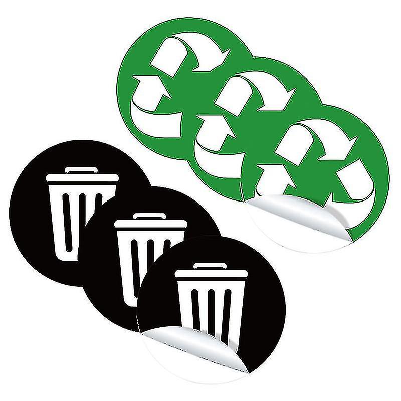 1 Satz von 6 Blättern PVC Müll Sortierung Aufkleber Kleber Mülleimer Aufkleber