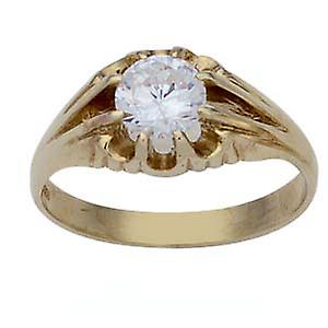 9ct Gold CZ set solitaire Dress Ring Size Z